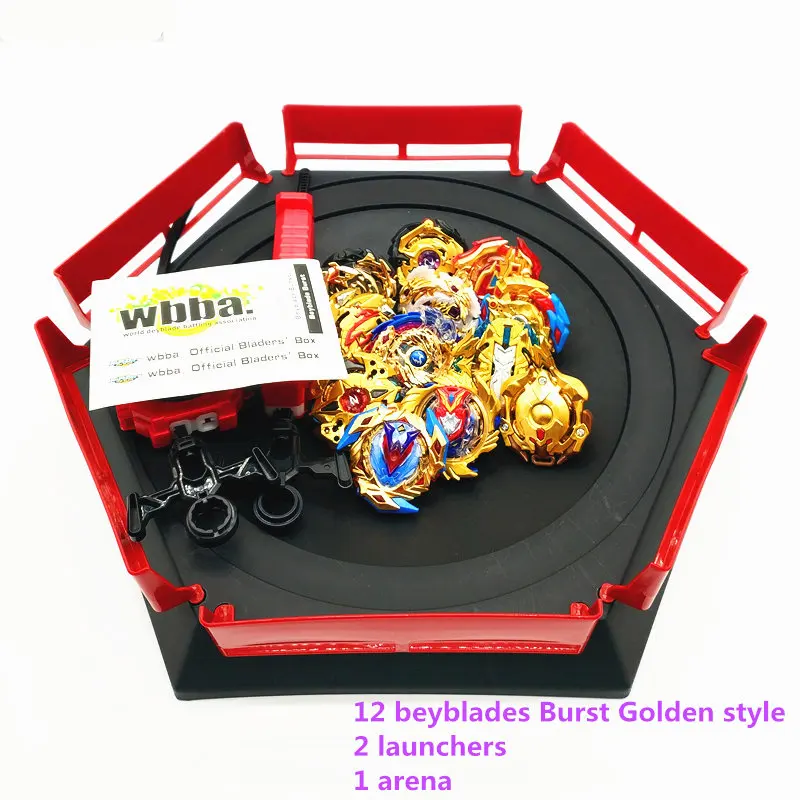12pcs Gold style Золотой стиль Beyblade Burst игрушки со стартером и ареной Bayblade Металл fusion Бог спиннинг Топ Bay Blade лезвия игрушки - Цвет: 12pcs Gold style