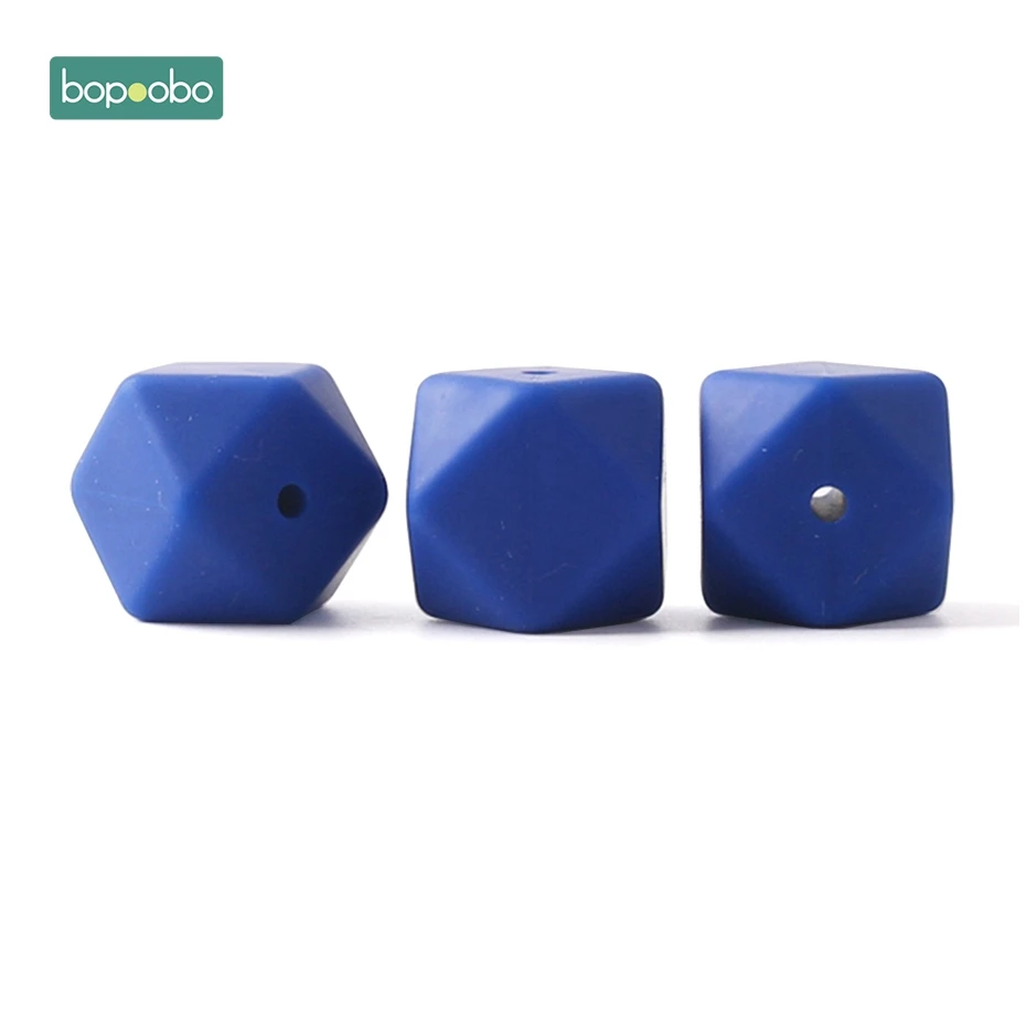 Deep Blue Bopoobo 100 шт 17 мм Силиконовые шестигранные шарики силиконовые Детские Прорезыватели силиконовые бусины для ожерелья безопасные игрушки силиконовые крошечные стержни - Цвет: Deep Blue