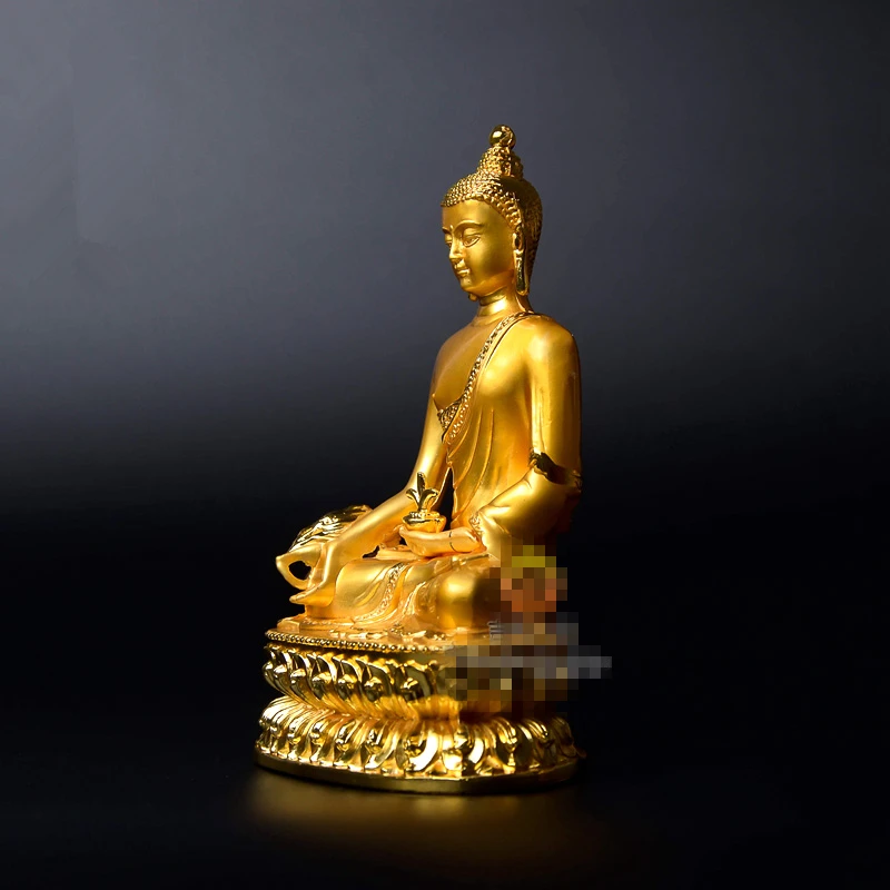 Удивительная изысканной позолотой Гаутама статуя Будды тибетская тантрическая