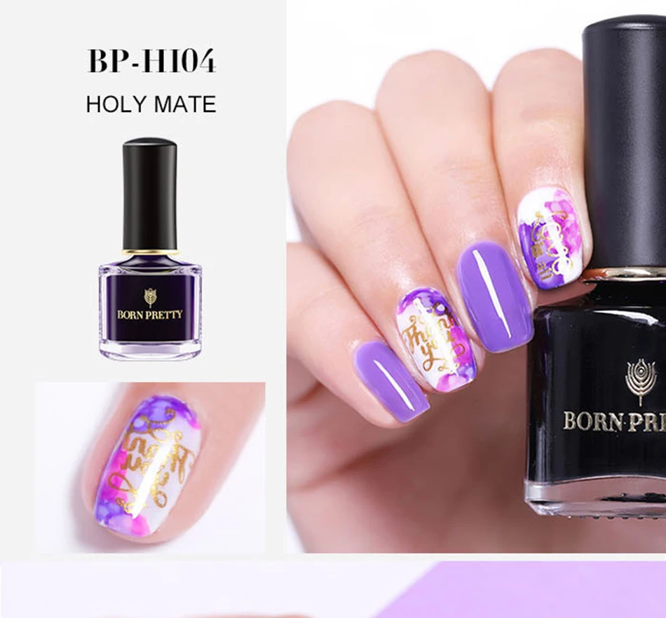 BORN PRETTY 6ml Blossom Nail Polish Magic Blooming Effect Whiter Purple Flower Nail Art Varnish Manicure DIY Design