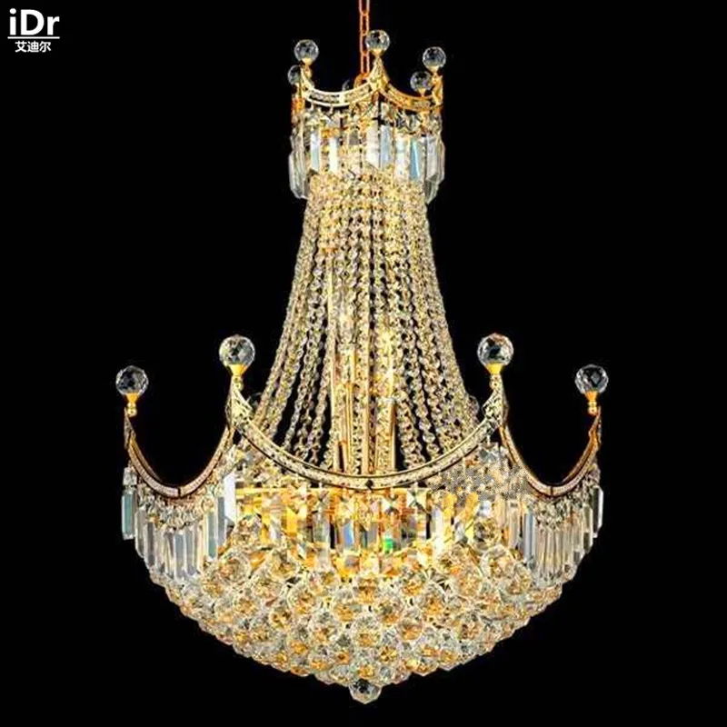 Люстра Золотая антикварная хрустальная лампа для спальни современный круглый