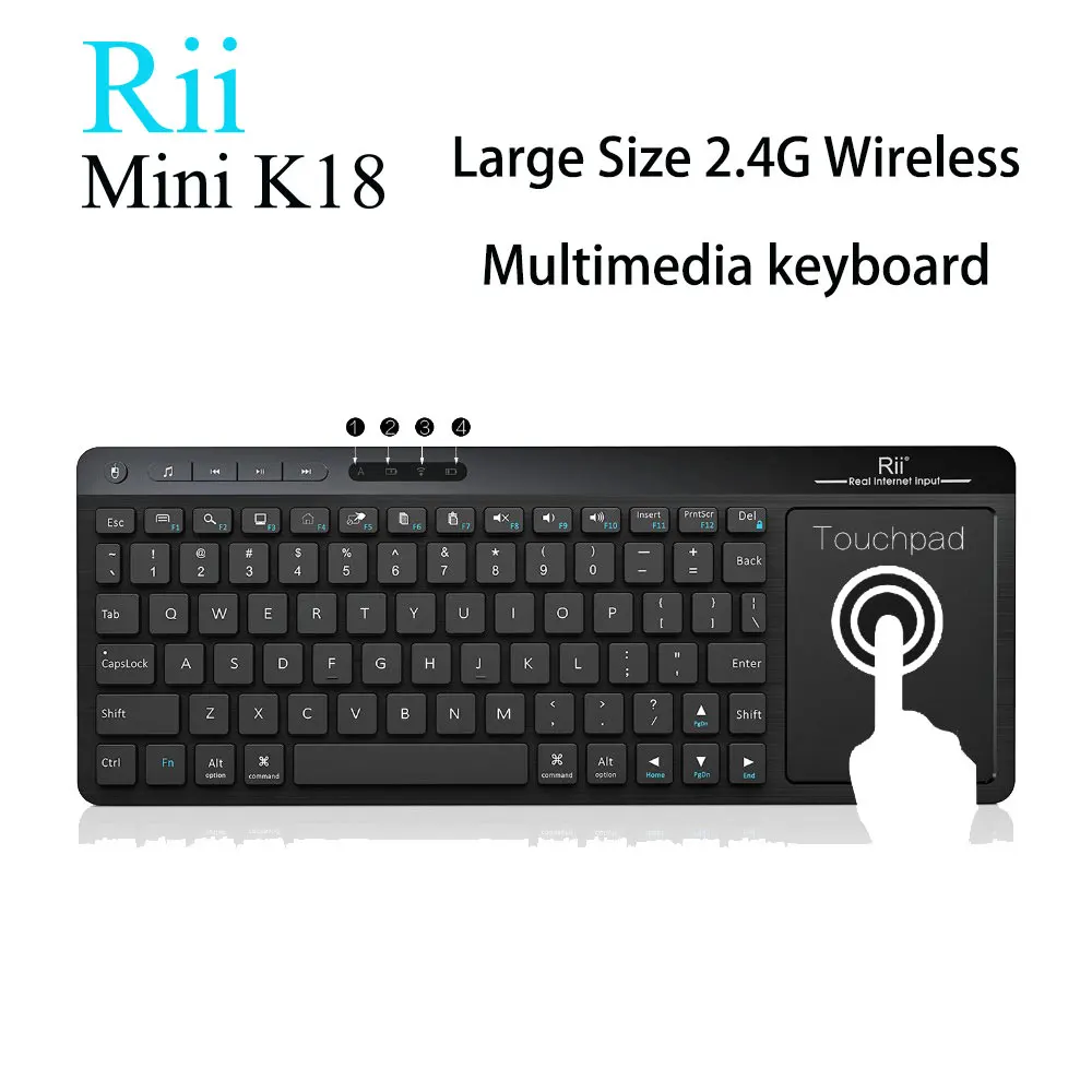 [Подлинный] Беспроводная Клавиатура Rii K18 2 4 ГГц английская/Русская мини