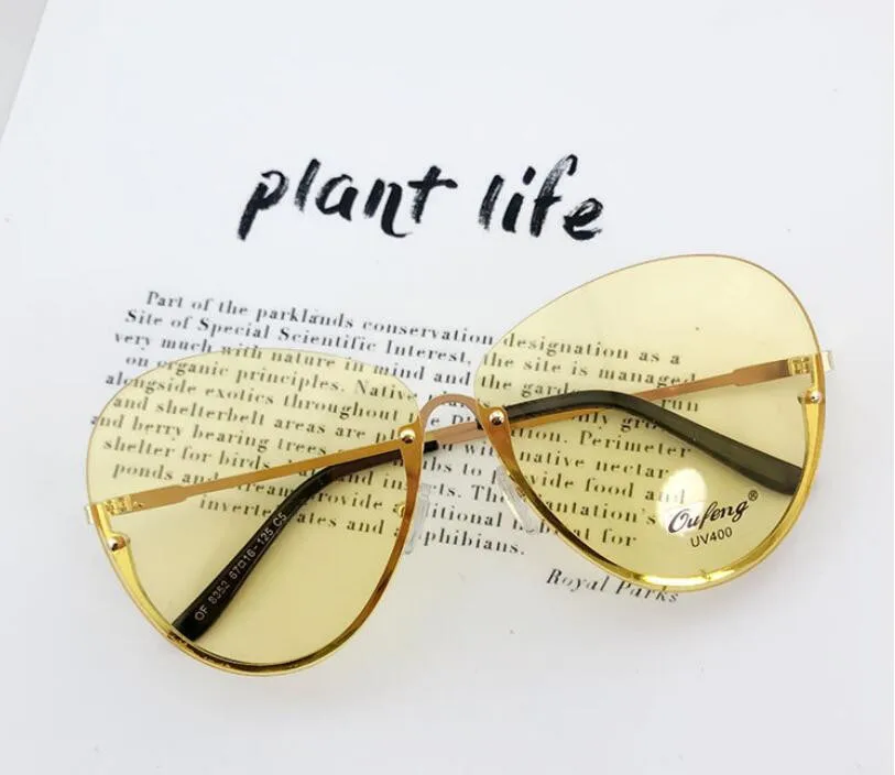 c7 gold yellow Emosnia, женские большие прозрачные солнцезащитные очки, для женщин, негабаритная оправа, прозрачные линзы, женские солнцезащитные очки без оправы, Новое поступление, Oculos De Sol - Цвет линз: c7 gold yellow