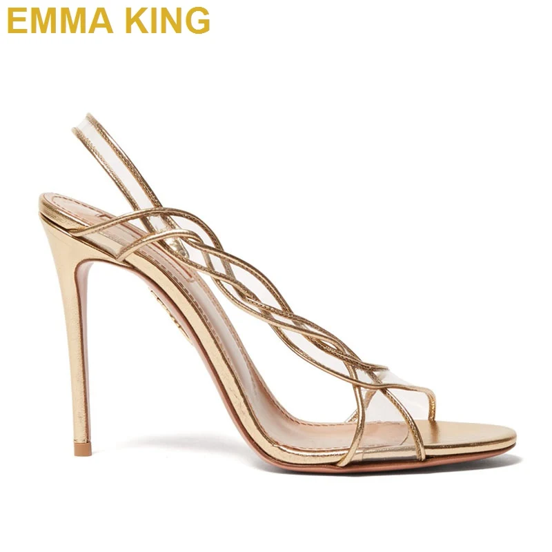 EMMA KING бренд новый 2019 золото PU кожаный чехол из прозрачного ПВХ Женская летняя