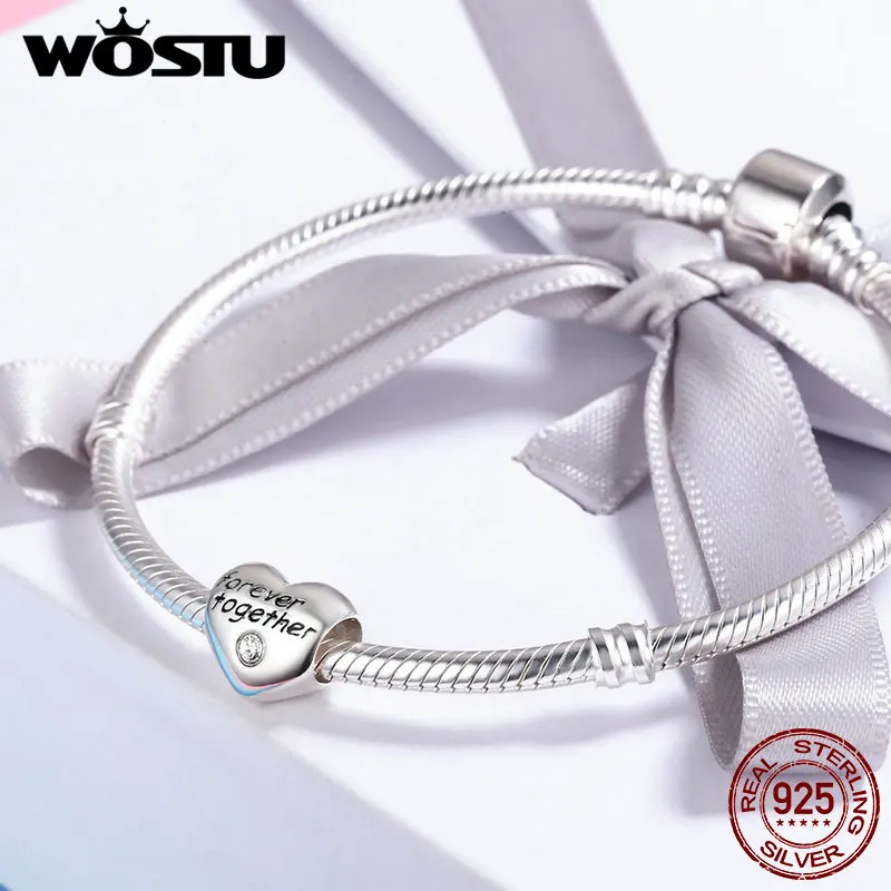 WOSTU романтический 925 пробы Серебряное сердце для влюбленных Вместе навсегда