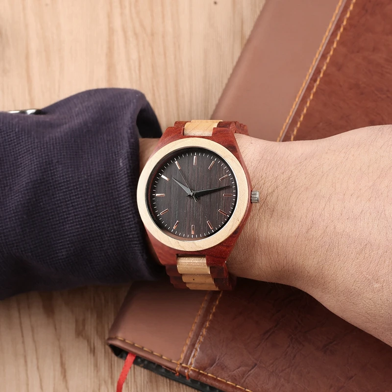

Men's Wooden Watch Male Vintage Wood Clock Quartz Analog Creative Wristwatch Simple Natural Bamboo Male Hours Dress Reloj Hombre