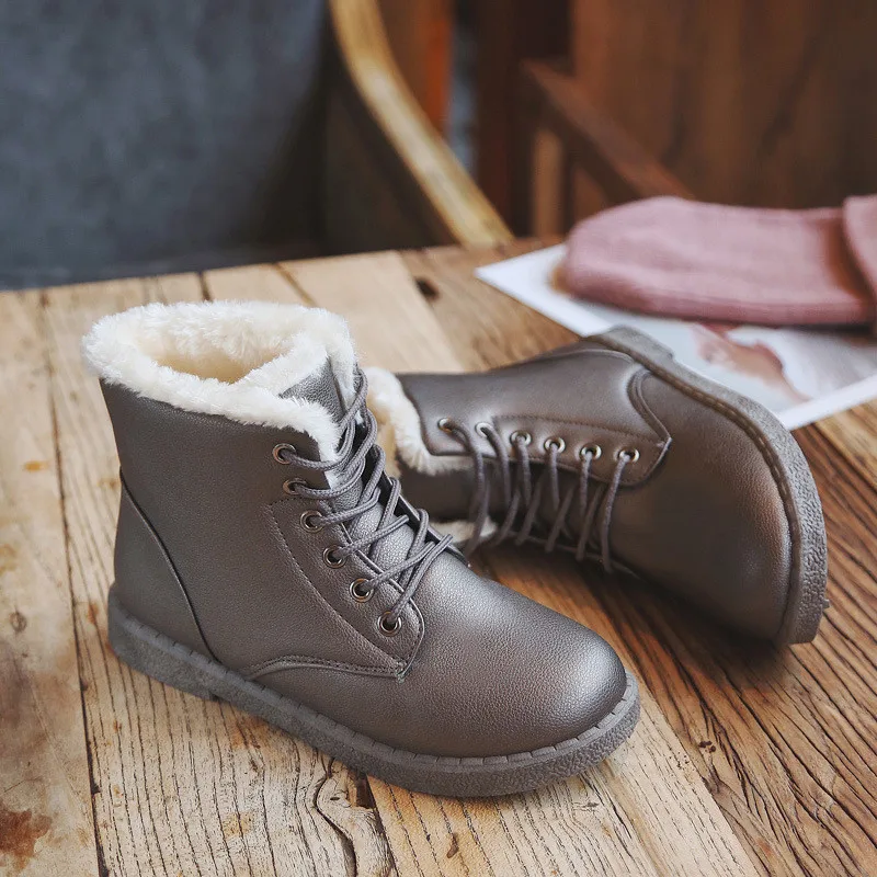 2017 New Anti-Slip Women Winter Martin Boots Faux Suede Waterproof Surface Lace-Up Plush Inner Keep Warm Lady Cool Shoes | Обувь