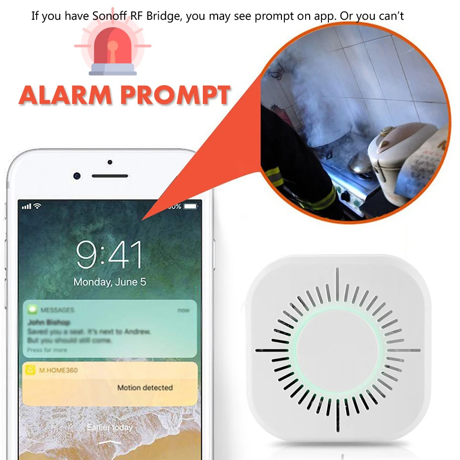 3Pcs Smoke Detector Wireless 433MHz Fire Security Protection Alarm Sensor for Smart Home Automation Work with Sonoff RF Bridge|Модули для