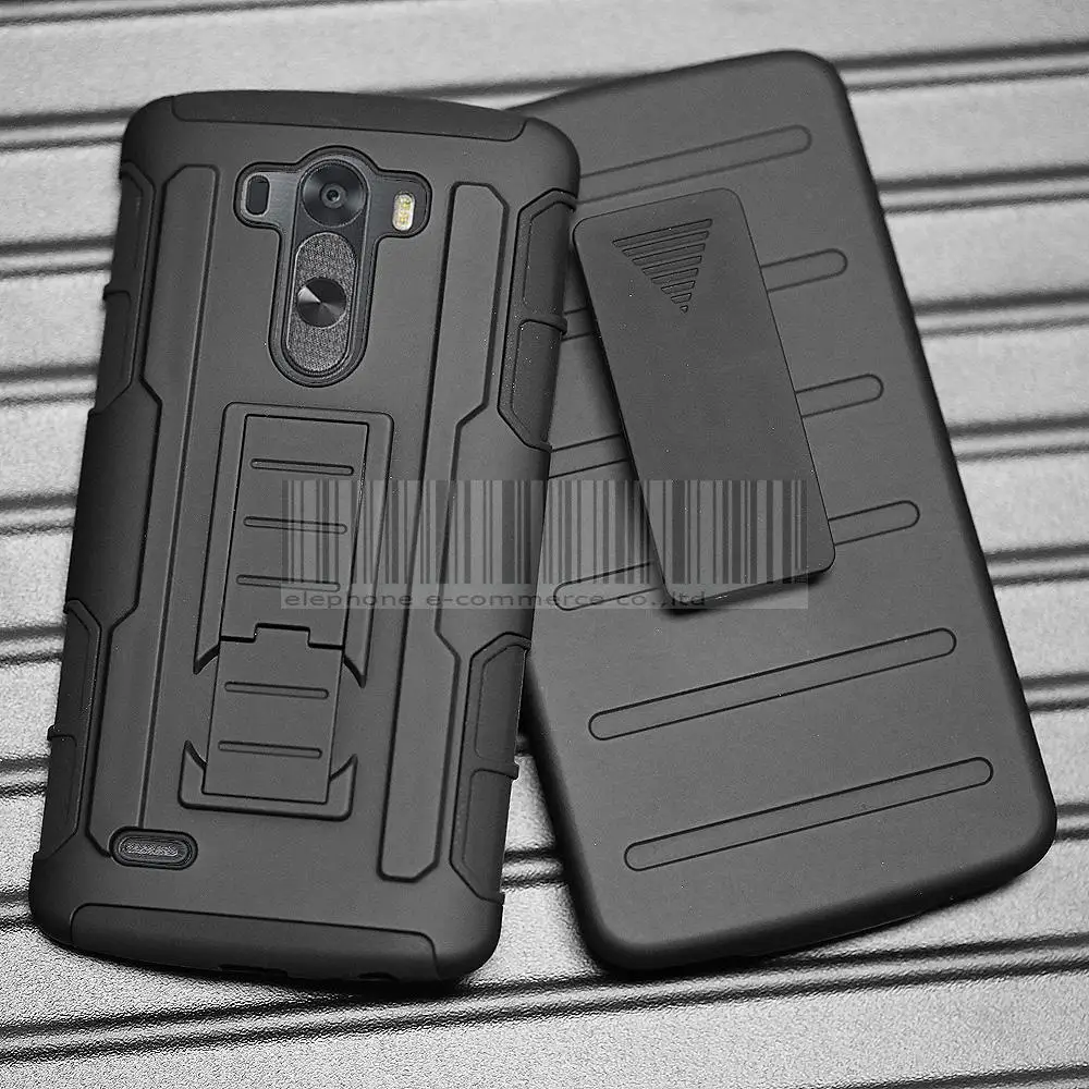 Black Protective Armor Impact Hybrid Shockproof Stand Hard Case For LG G3 D850 D851 D855 LS990 Cover With Belt Clip |