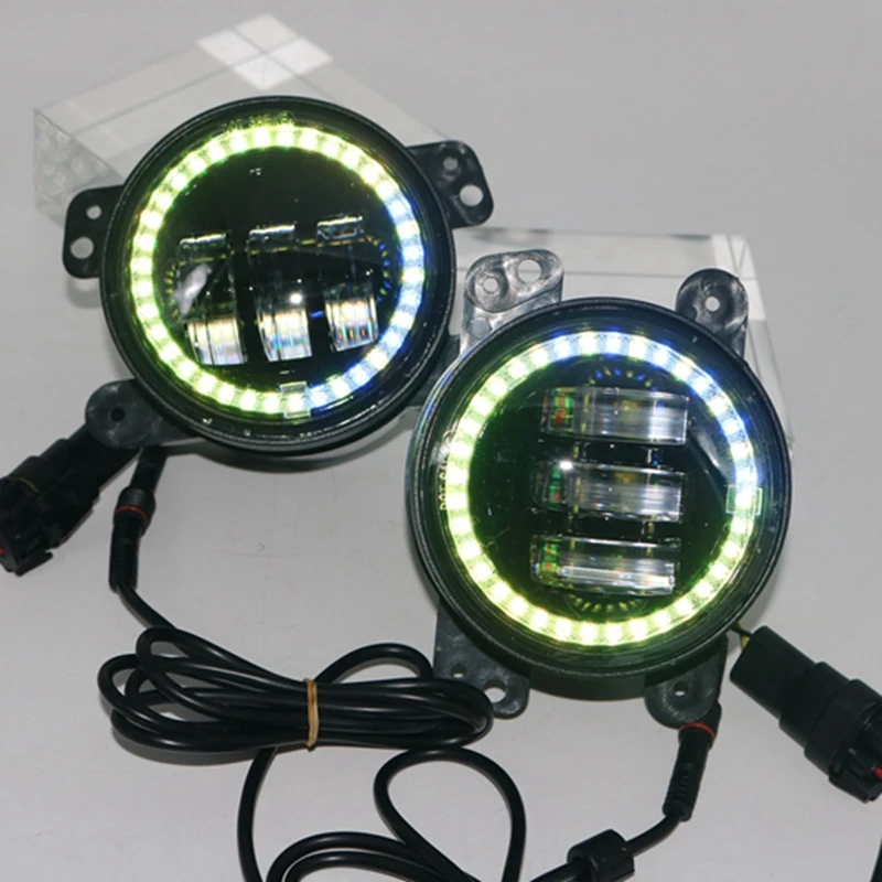 " дюймовый Bluetooth RGB светодиодный головной светильник s& 4" дюймовый противотуманный светильник комплект RGB Halo для Jeep Wrangler JK TJ LJ 1997- 97-17 Hummer H1 H2