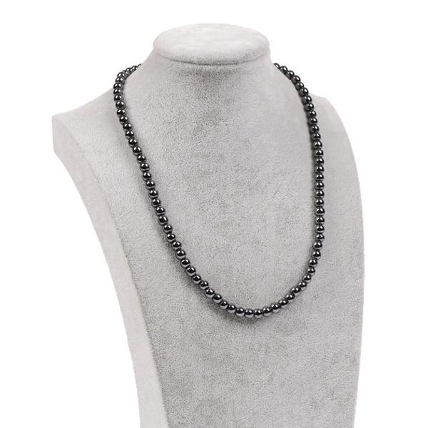 beads 6mm Черные круглые бусины гематит ожерелье из бисера 6 мм 8 мм 10 мм магнитные ювелирные изделия для мужчин и женщин - Окраска металла: beads 6mm