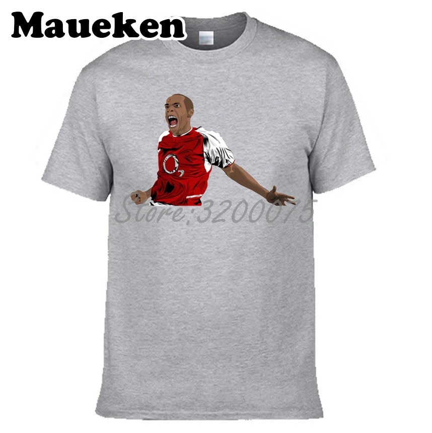 Мужская футболка с круглым вырезом Thierry Henry 14 France Legend The king of highbury W17062508 | одежда