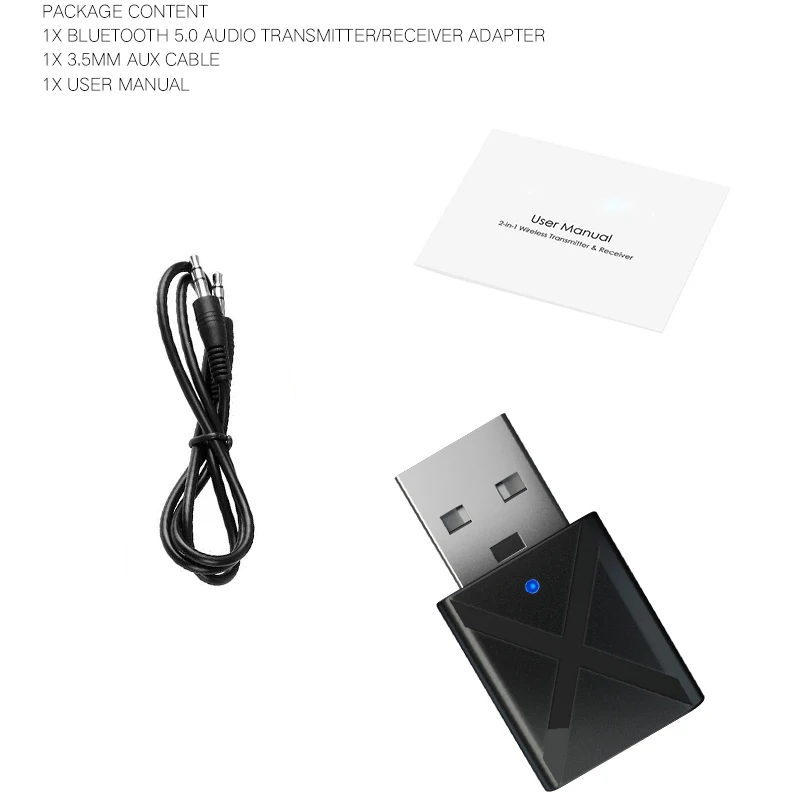 KN320 2 в 1 5,0 Bluetooth приемник передатчик 3,5 мм AUX USB стерео Muisc беспроводной Bluetooth адаптер для автомобиля ТВ ПК высокое качество