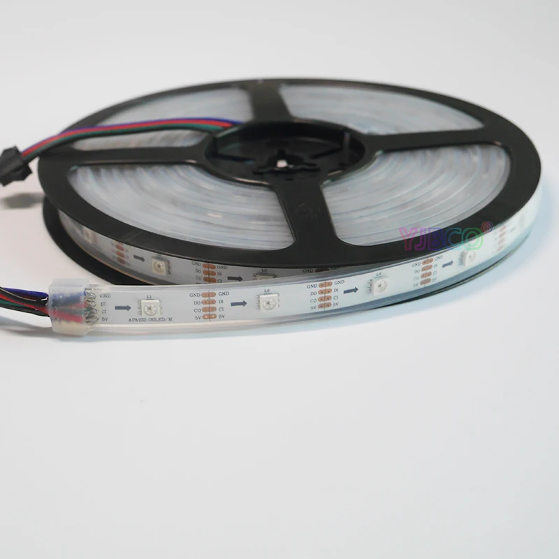 1 m/3m/5 m APA102 умные светодиодные полосы пикселей 30/60/144 светодиодов/пикселей/м, IP30/IP65/IP67 данных и часы отдельно DC5V