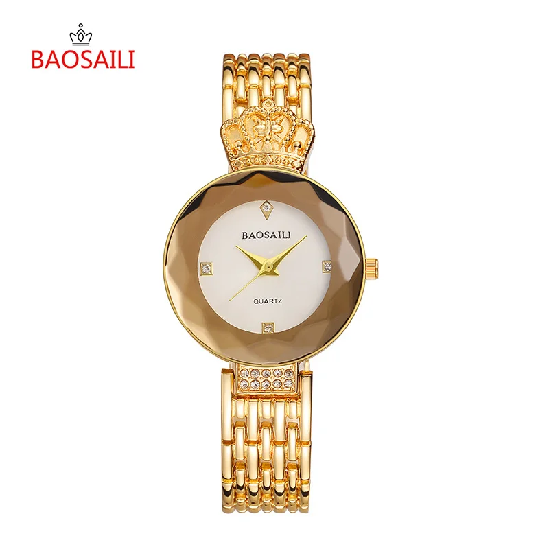Golden white Женские часы, роскошный бренд, золотой браслет, часы для женщин, кристальная корона, кварцевые наручные часы для девушек, платье, часы, подарки,, PJ - Цвет: Golden white