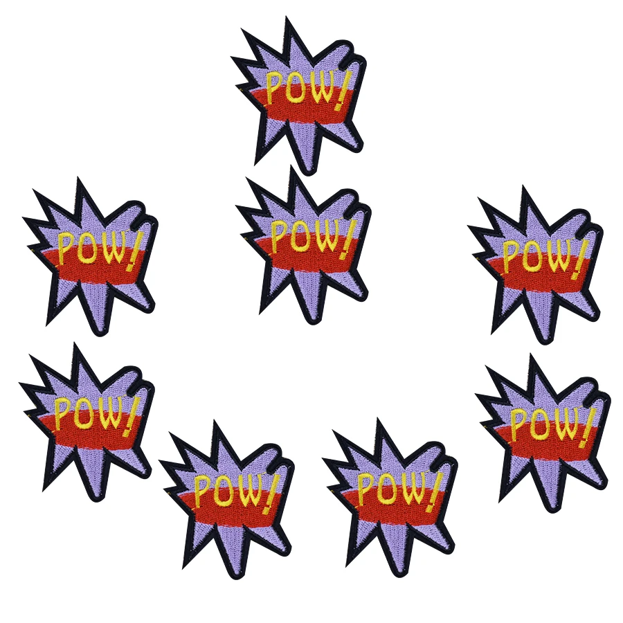 10pcs pow embroidered patches for clothing iron on clothes badges iron-on jeans | Дом и сад