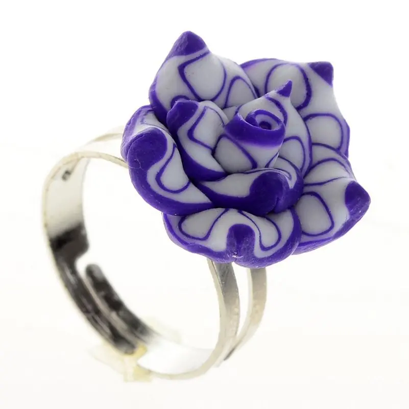 Оптовая продажа 30 шт./лот Разноцветные Цветок из полимерной глины кольца для