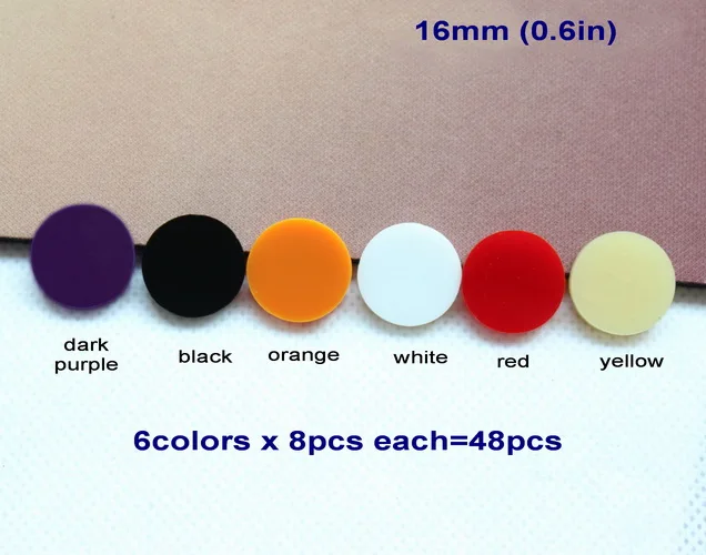 0.6in (16mm)-48pcs 10 мм/12 мм/16 мм круглые серьги-гвоздики акриловые(без стержня) Разные Цвета Черный Белый Оранжевый Красный Желтый Фиолетовый лазерная резка-AC1046L - Окраска металла: 0.6in (16mm)-48pcs