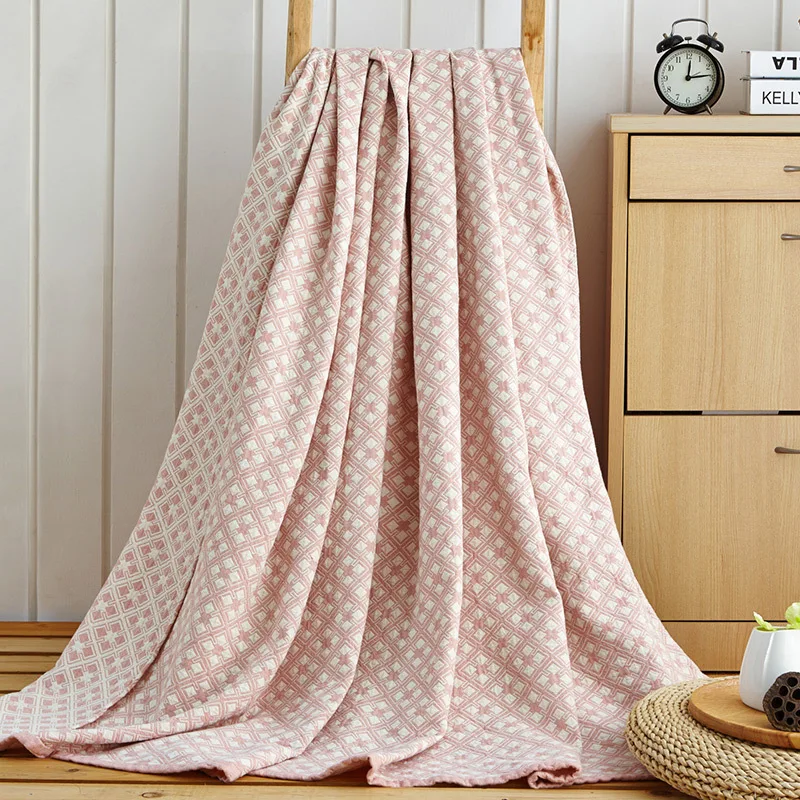 Японское стильное 100% Хлопковое одеяло летнее мягкое машинная стирка одиночное