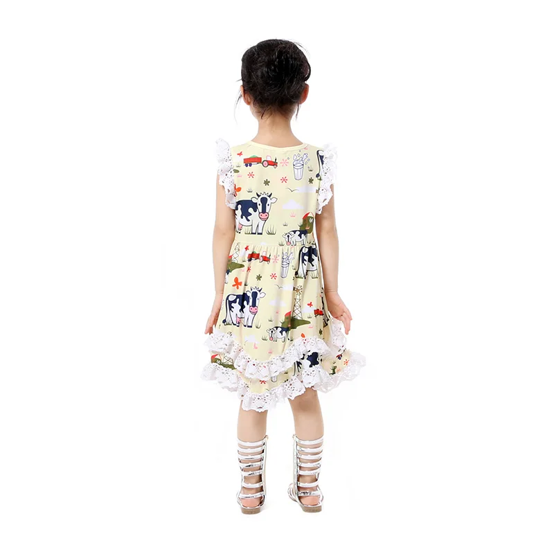 Kaiya Angel Girls Clothes Summer Dress Farm Baby Girl Lace Ruffle Princess Dresses 1-9 T | Детская одежда и обувь