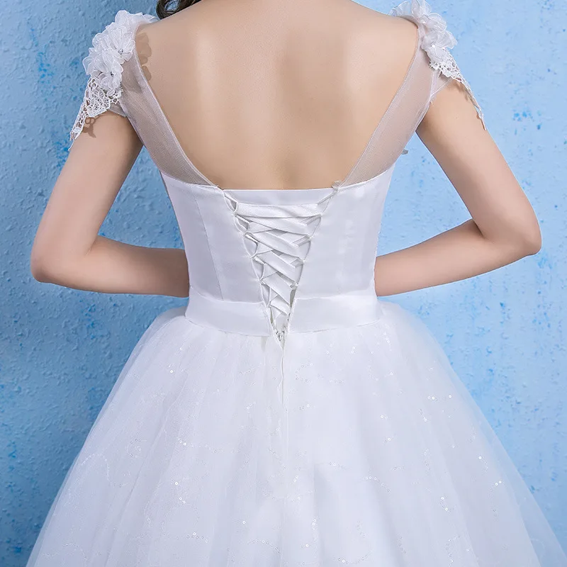 

Ball Wedding Gowns 2019 Bridal Dress Ball Gown Vintage Lace Tulle V-Neck Cap Sleeve Floor Length White Plus Size Pregnant Summer