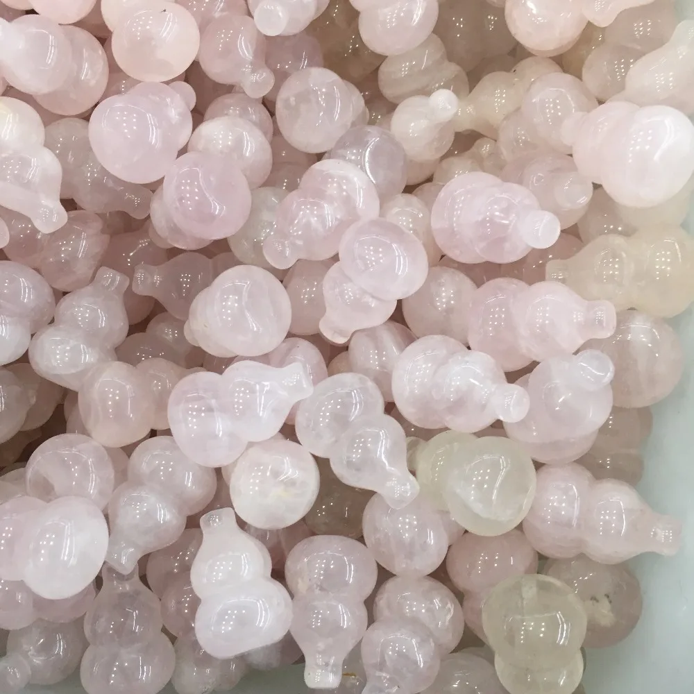 

7pcs love stone 30mm natural pink rose quartz crystal calabash reiki healing crystals gemstone cucurbit for home decoration