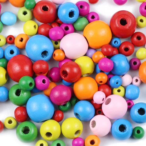 JHNBY MULTICOLOR WOOD BIDS 4/6/8MM MODOS DE MOLHO ROUNOS PARA JOIXAS FAZENDO DO SAPACER DIY PARTIMAS DE AGIDAS DE PURCHES DE PURCHES