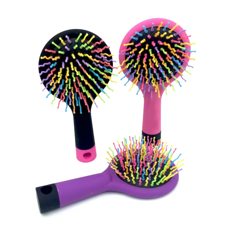 Rainbow Volume S Brush Hair Curl Magic Accessory Perm Wave Straight Beauty Comb with Mirror | Красота и здоровье