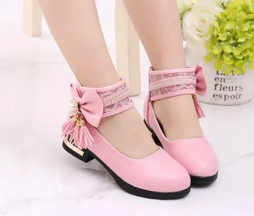 

2021 New Fashion Girls Shoes Spring Tassel Girls Princess Shoes Party Wedding Shoes