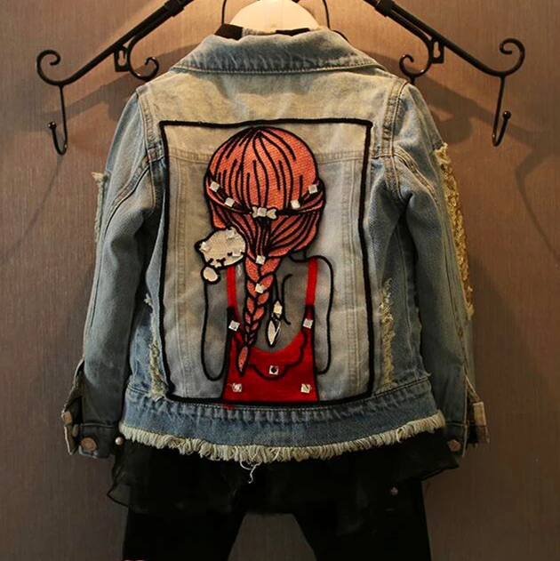 New 2017 Girl Jackets Girl's Denim Outercoat Children Outerwear Spring and Autumn Clothes Kids Jeans For 1-12T | Детская одежда и