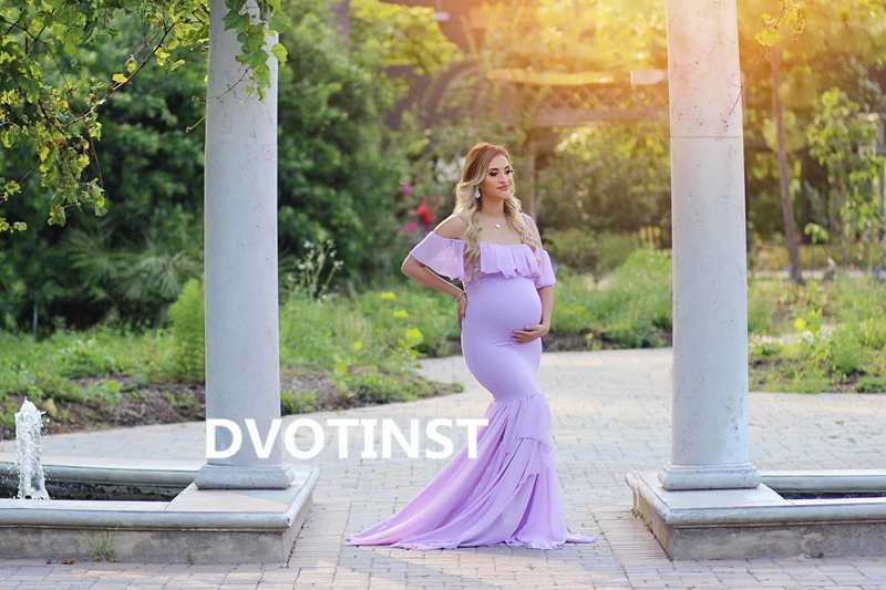Dvotinst женское платье для фотосессии платья беременных мягкое с открытыми плечами