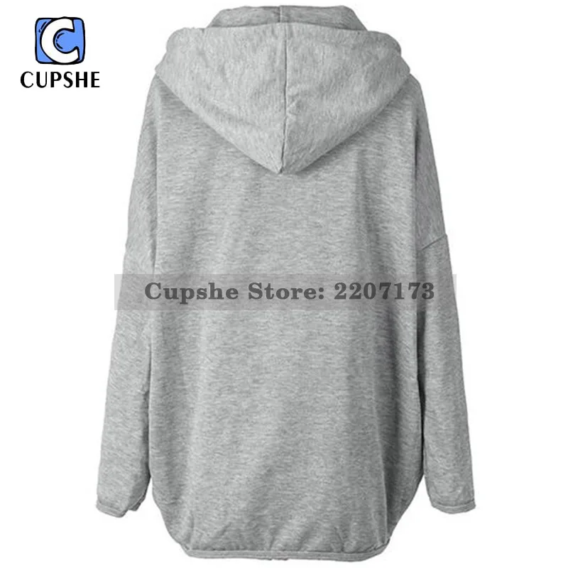 Cupshe Женская Мода Печати Капюшоном С Длинным Толстовка Мультфильм Хлопок