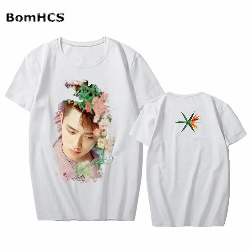 BomHCS KPOP EXO футболка из хлопка с короткими рукавами Baekhyun XIUMIN CHEN SUHO CHANYEOL D. O. Футболка
