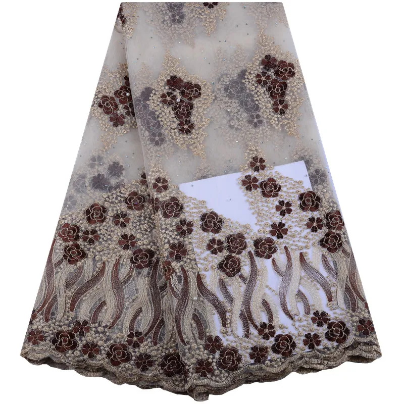 

2019 Hot Sale Blackish Green French Tulle Lace High Quality African Mesh Lace Fabrics With Beads For Nigeria Wedding Dress S1444