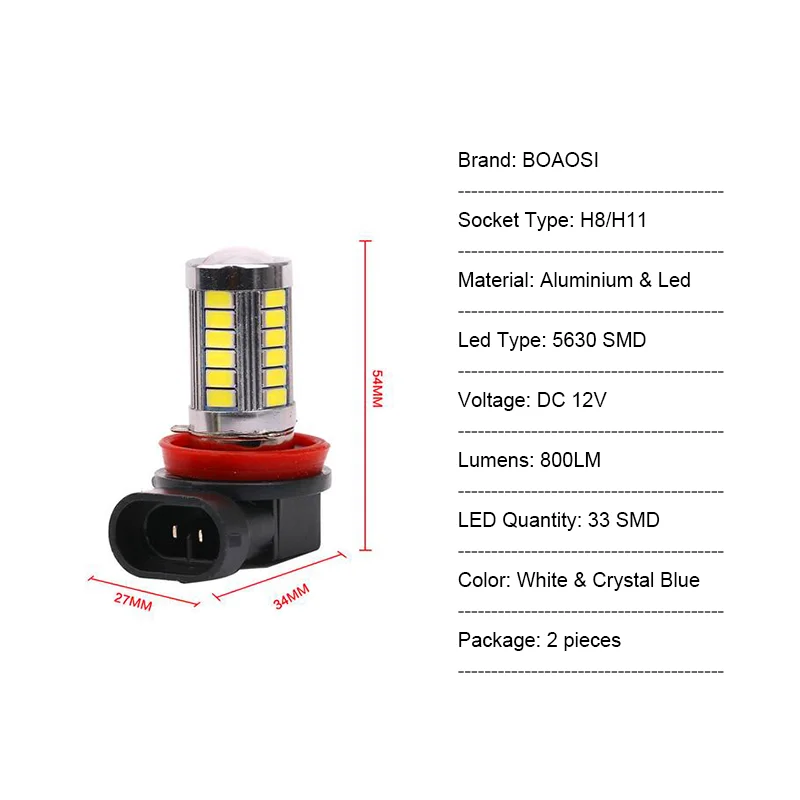 BOAOSI 2x H11 5630SMD светодиодный ная противотуманная фара лампа для FORD MONDEO MK3 MK4 C-MAX FOCUS 01 +