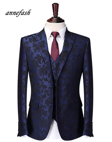 Новинка 2017 голубые жаккардовые костюмы с узором индивидуальные мужские