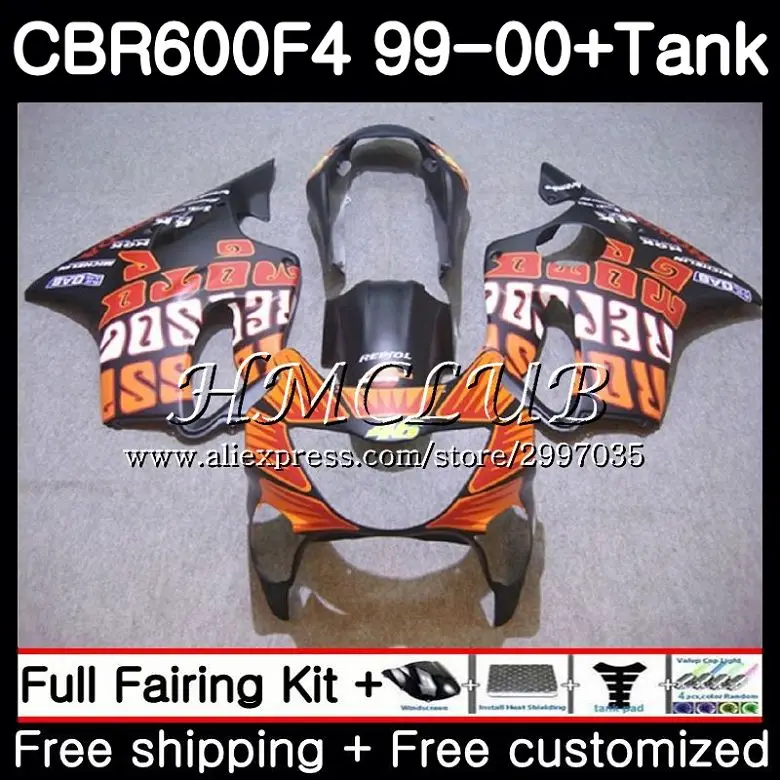 + Бак для HONDA CBR 600F4 CBR600FS 600 FS 1999 2000 корпус 76HC. 13 CBR600 F4 CBR600F4 желтый черный 99 00