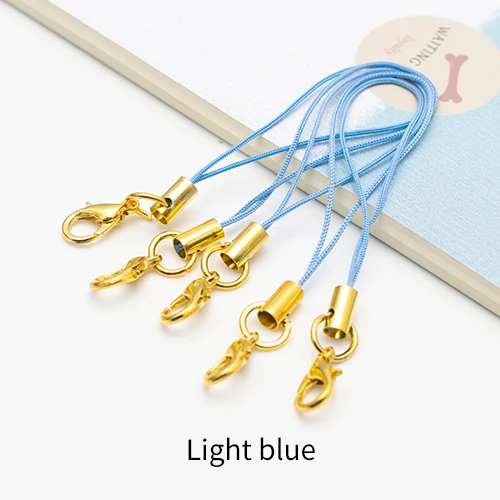 Light blue 100 шт. веревка для мобильного телефона застежка-карабин Золотой шнурок Diy аксессуары ручной работы соединитель застежка-крючок изготовление - Цвет: Light blue