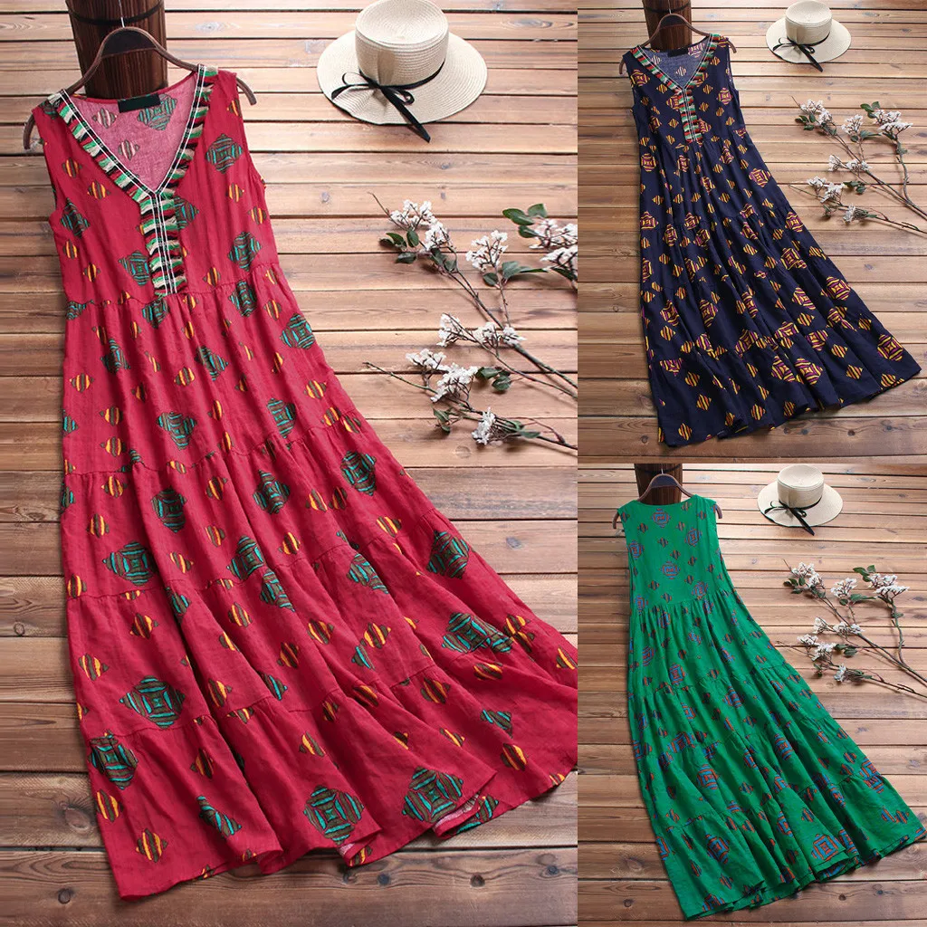 Женское платье большого размера с v образным вырезом и вышивкой винтажное