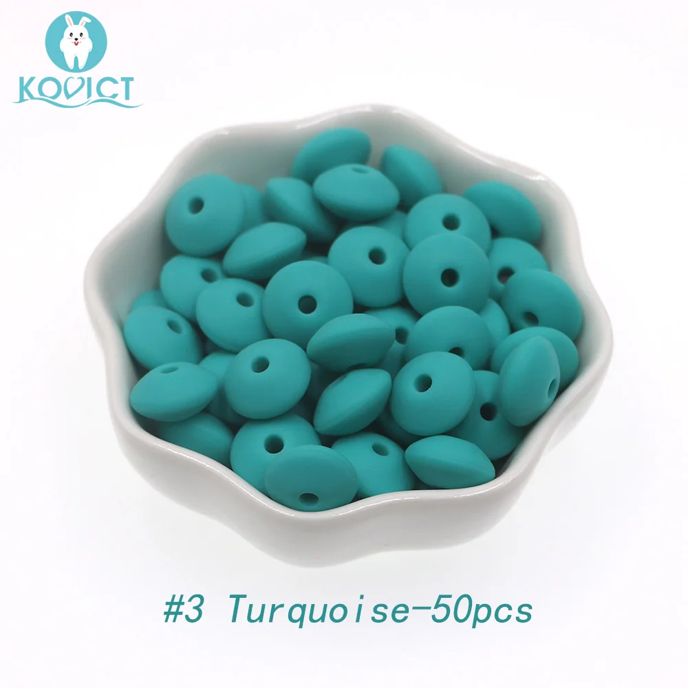 NO.3 50pcs Kovict 50 шт./лот Детские чечевицы, силиконовые бусины, чечевица, 12 мм, детский прорезыватель, сделай сам, пустышка, зажим на цепочке - Цвет: NO.3 50pcs