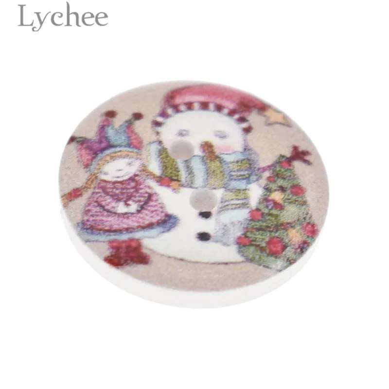 Lychee Рождество Снеговик круглые пуговицы мультфильм Декоративные Деревянные Кнопки DIY Швейные принадлежности аксессуары для одежды