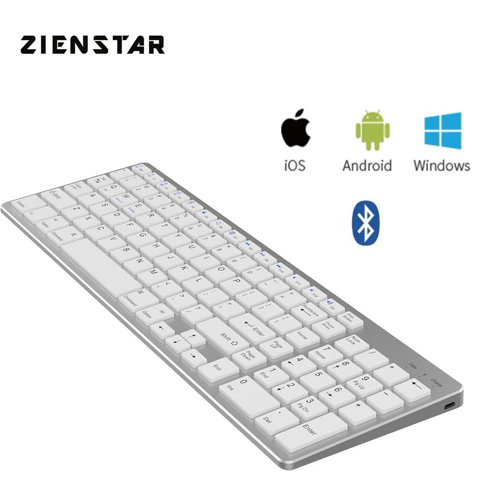 

Беспроводная Bluetooth-клавиатура Zienstar для Ipad, MACBOOK, ноутбуков и планшетов Android, литиевая аккумуляторная батарея