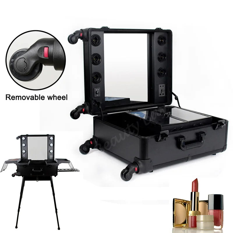 Черный цвет Professional make up artist освещенная станция для макияжа с подставкой