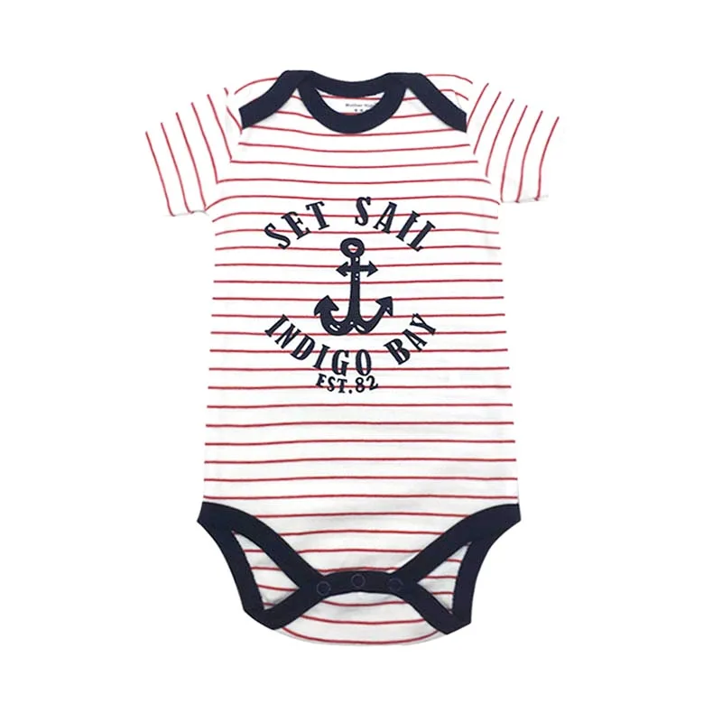 Новый Детский комбинезон с милым принтом из чистого хлопка коротким рукавом для