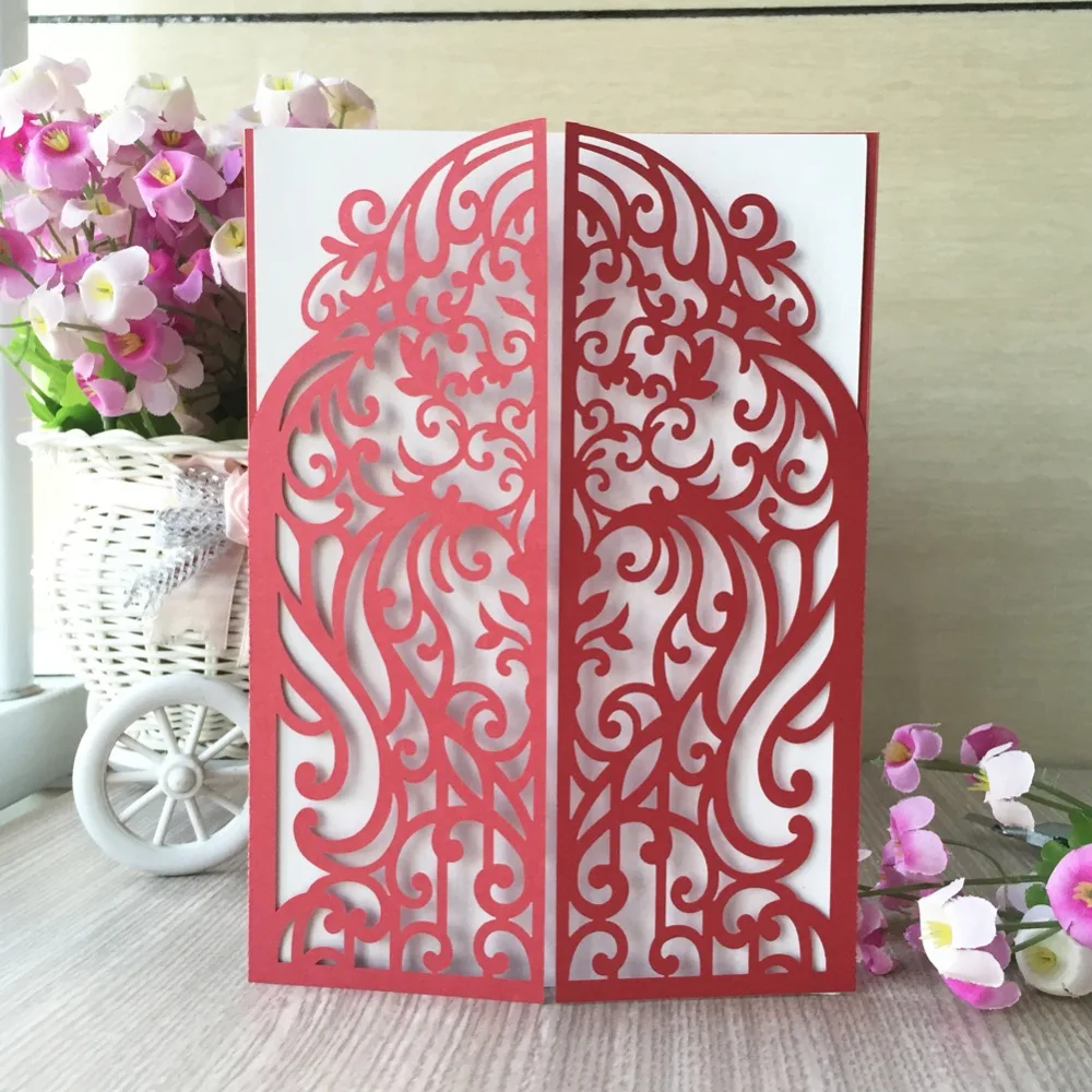 35pcs Laser Cut Love Door Pattern Pearl paper Craft Party Birthday Wedding Invitation Card Greeting invitation Blessing card | Дом и сад