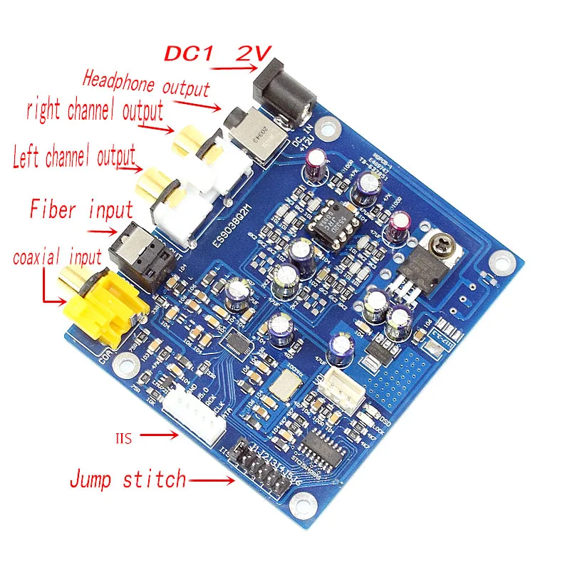 ES9038 Q2M I2S DSD усилитель мощности волоконный коаксиальный Плата декодера входного