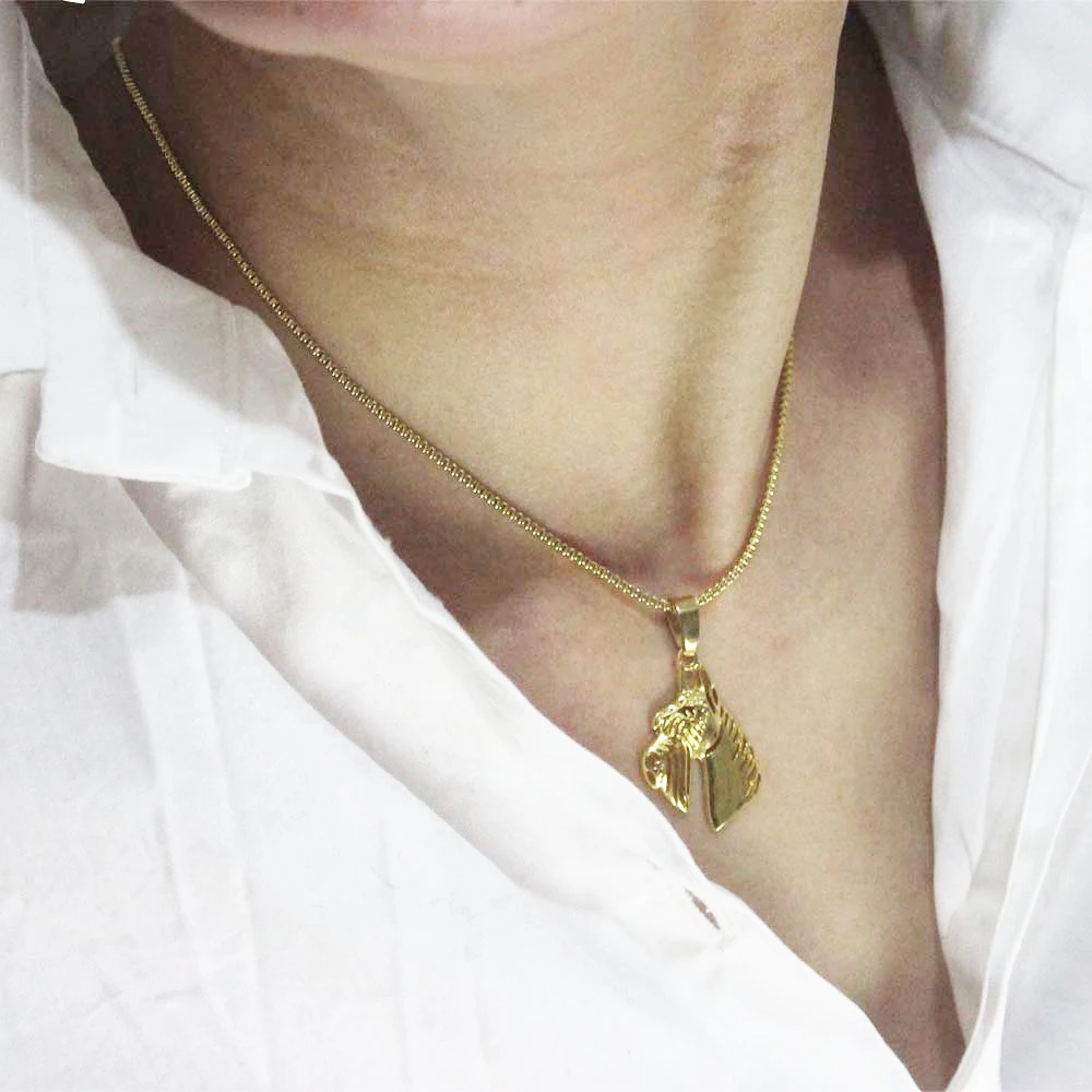 Женский кулон в виде гигантских укороченных ушей Schnauzer ожерелье золотого цвета с