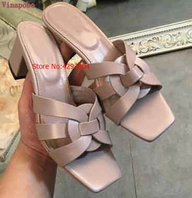 Женские классические туфли на плоской подошве черные шлепанцы толстом каблуке