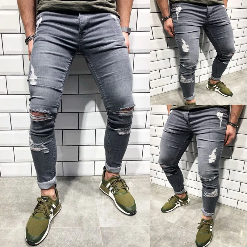 Мужские джинсы из джинсовой ткани Pantalones vaqueeros De Hombre, новые европейские Дизайнерские мужские джинсы с дырками