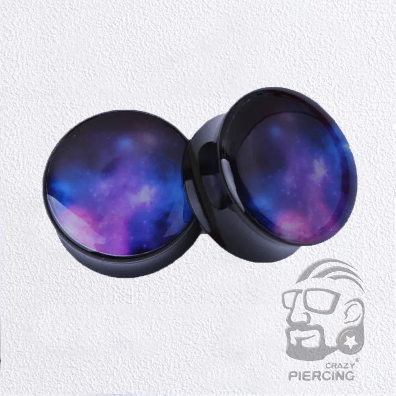 Акриловые затычки для ушей 2 шт. дизайн с логотипом звездного неба штекер тоннель